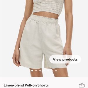 Linen blend shorts, beige - size medium